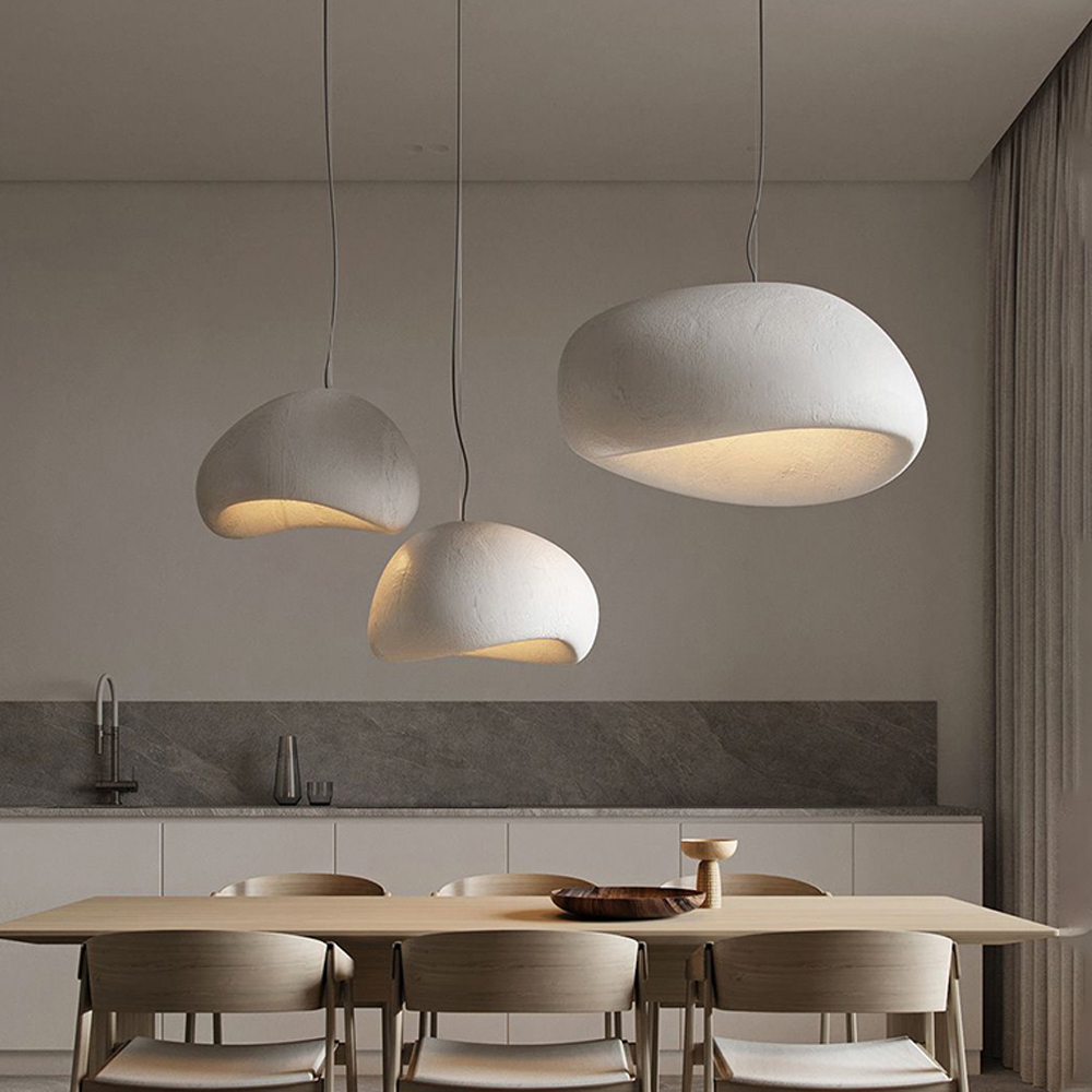 Japanese Creative Minimalist Oval Chandelier Nordic Dining Room Resin Pendant Lights