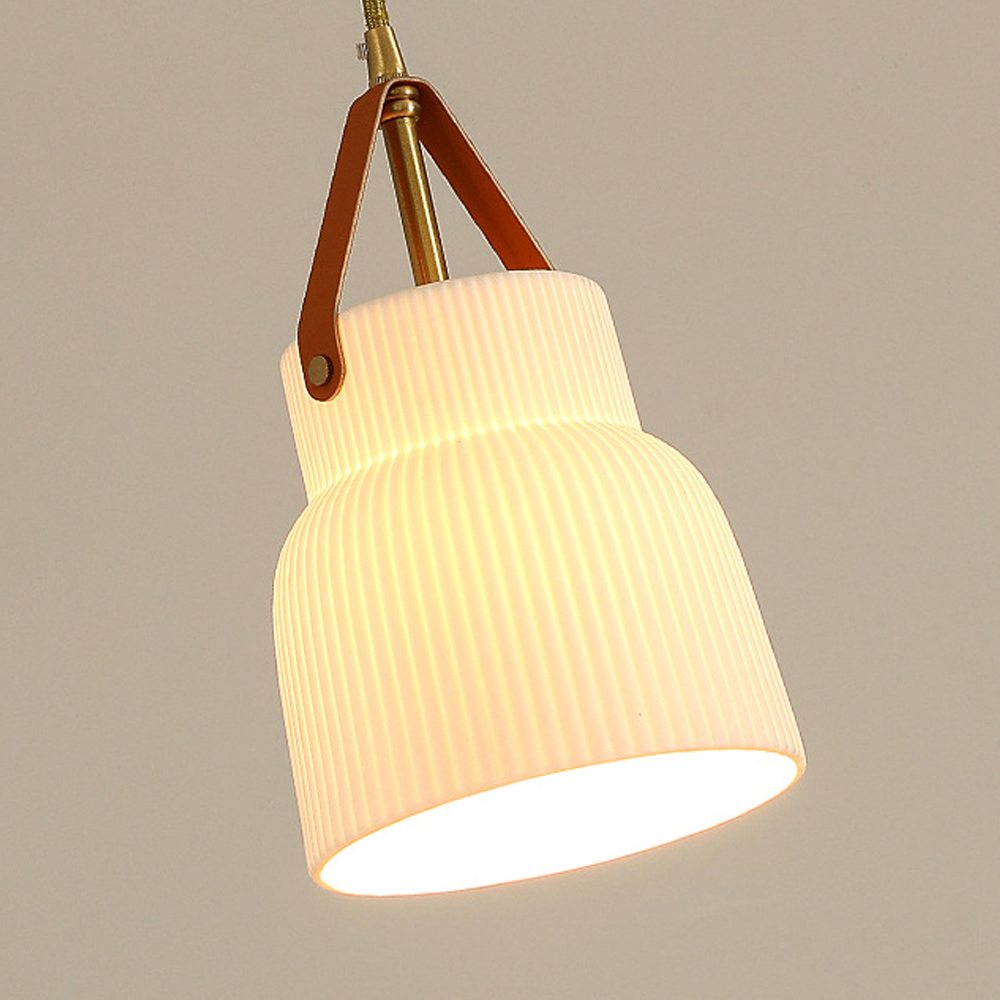 Nordic Luxury Mini Ceramic Pendant Light Japanese Brass Small Chandelier
