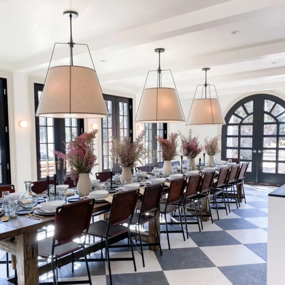 Vintage Living Room Fabric Chandelier Simple Dining Room Pendant Light