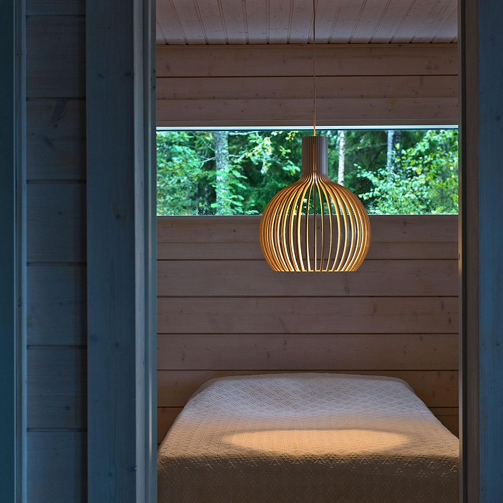 Dining Room Wooden Birdcage Pendant Light Fixtures