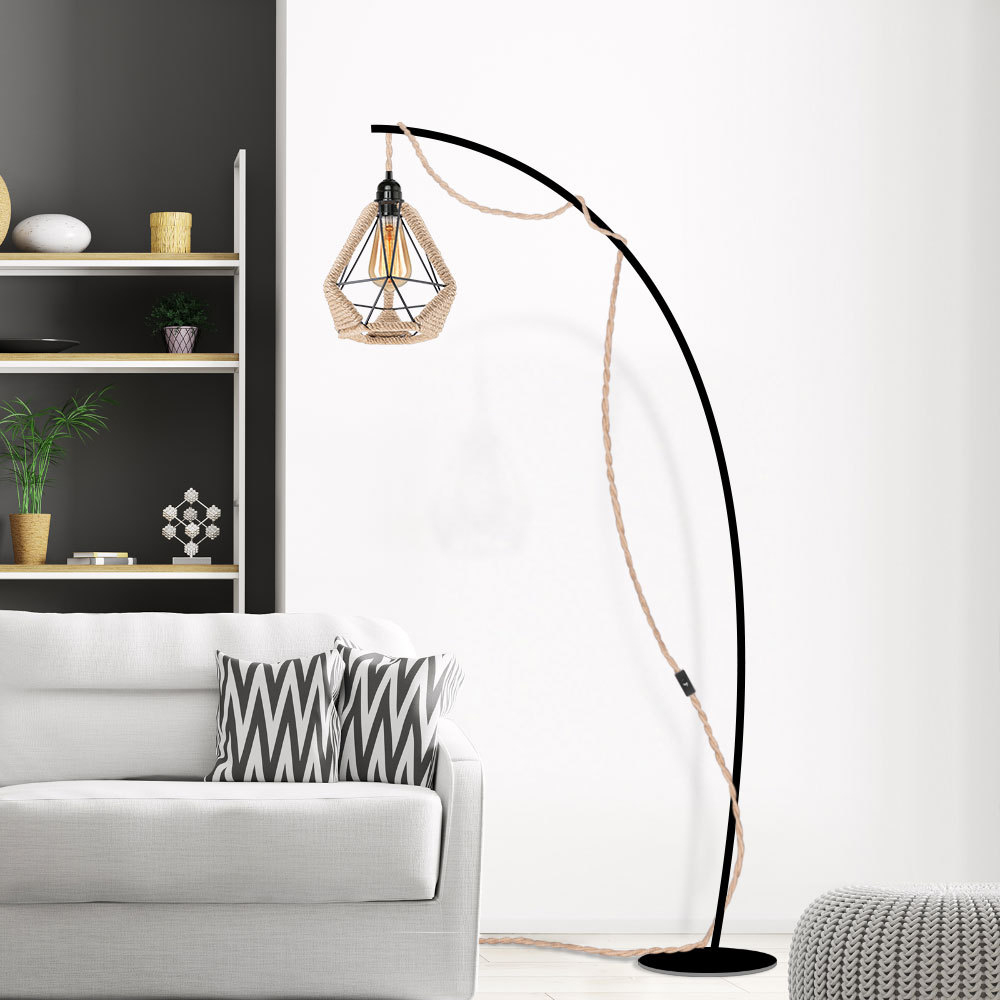 Industrial Retro Hemp Rope Diamond Head Metal Cage Loft Iron Wire Welding Lampshade