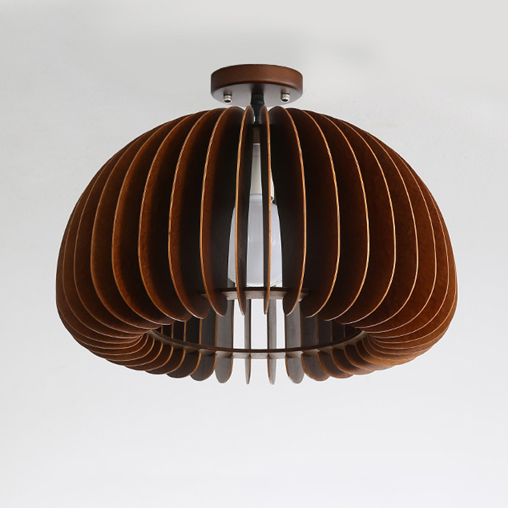 Japanese Wooden Corridor Aisle Ceiling Lamp Log Pumpkin Balcony Light For Bedroom