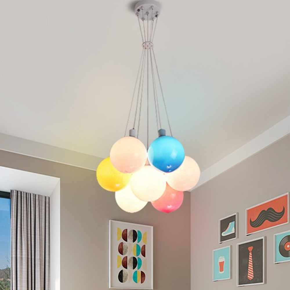 Nordic Children's Bedroom Colorful Bubble Ball Chandelier Nursery Pendant Lights