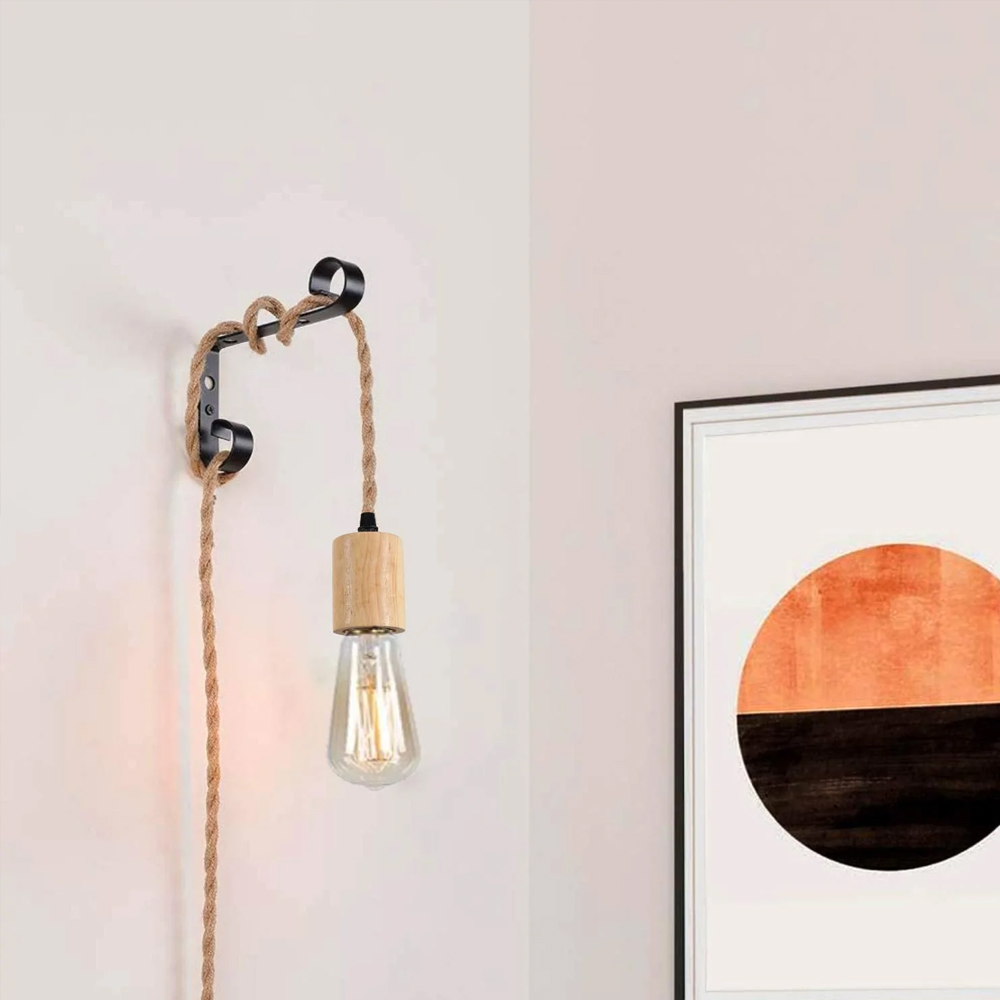 Industrial 16.4FT Plug In Wood Pendant Light Cord Kit With Switch