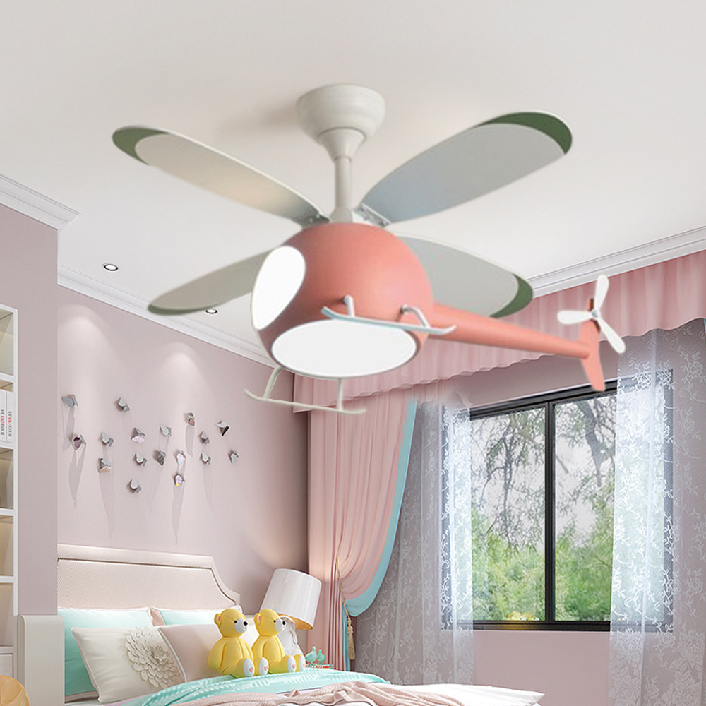 Children's Room Fan Light Cartoon Airplane Ceiling Lamps For Nursery