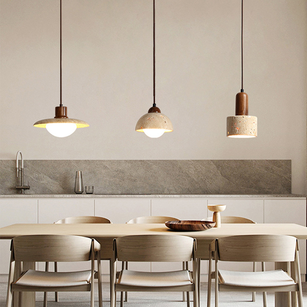 Wabi-Sabi Creative Homestay Travertine Stone Pendant Light Fixture