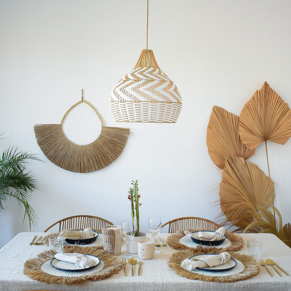 Kitchen Lighting Rustic Handmade Rattan Pendant Light Woven Lampshade