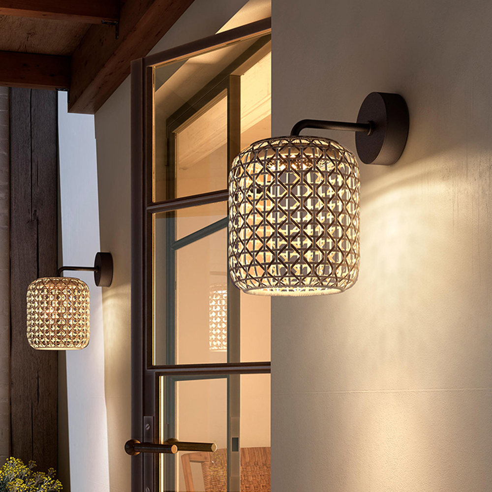 Outdoor Courtyard Lantern Rattan Wall Sconce Waterproof Garden Decor Lamp