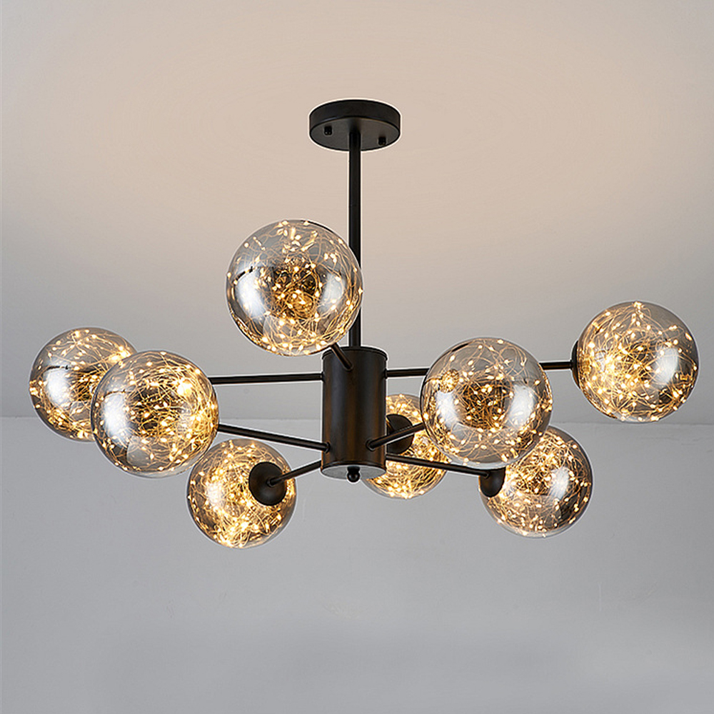 Modern Ceiling Chandelier Glass Ball Pendant Lamp For Living Room