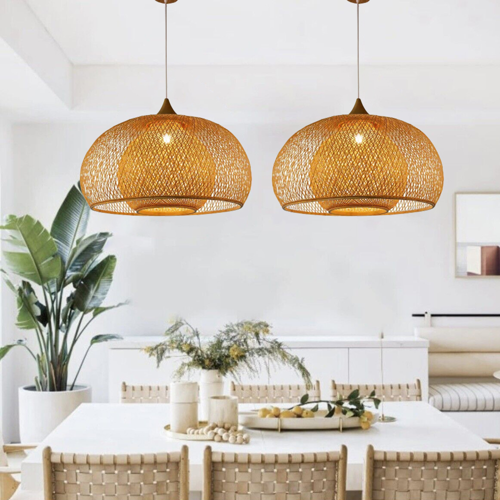Handmade Woven Kitchen Island Bamboo Pendant Light
