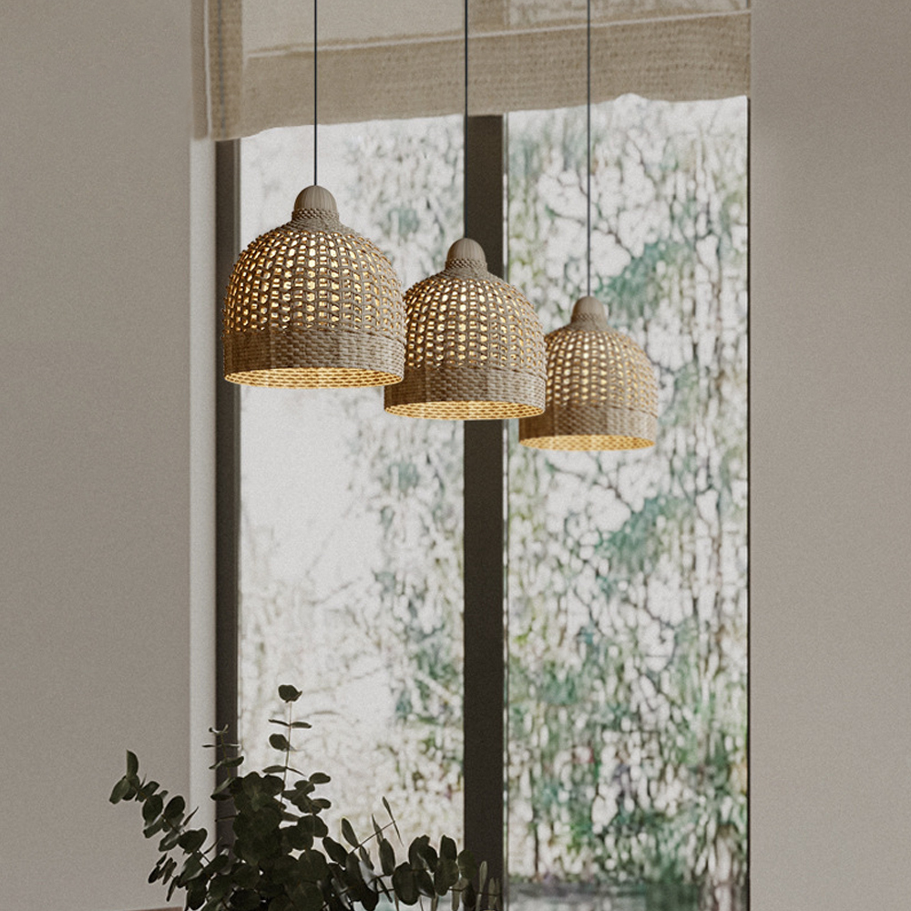 Wabisabi Rattan Drum Light Pendant Japanese Retro Bedroom Bedside Cha