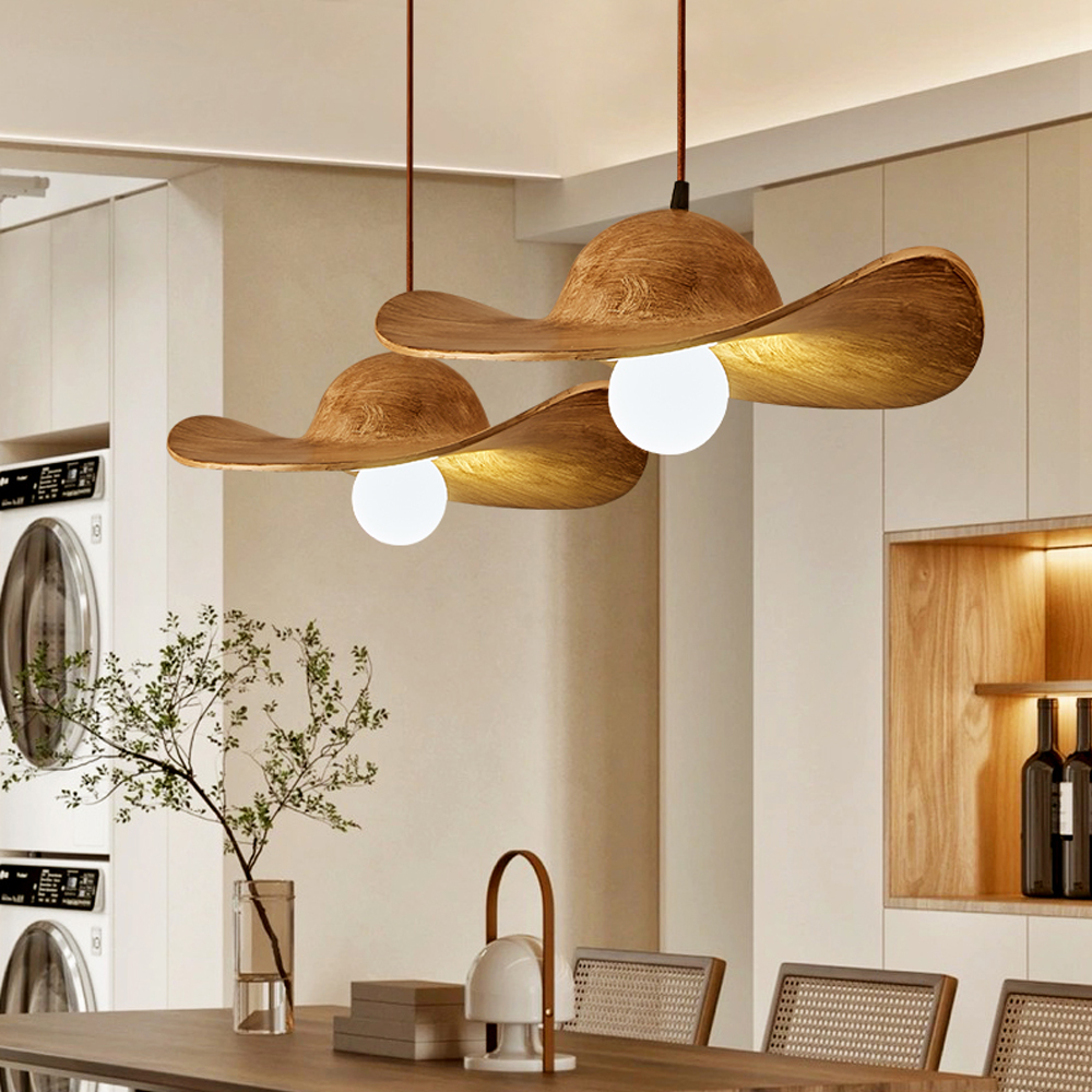 Nordic Fashion Resin Hat Pendant Light Wabi-sabi Style Living Room Lamp