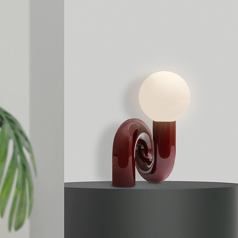 Nordic Red Bedside Lamp Light Luxury Glass Table Lamp