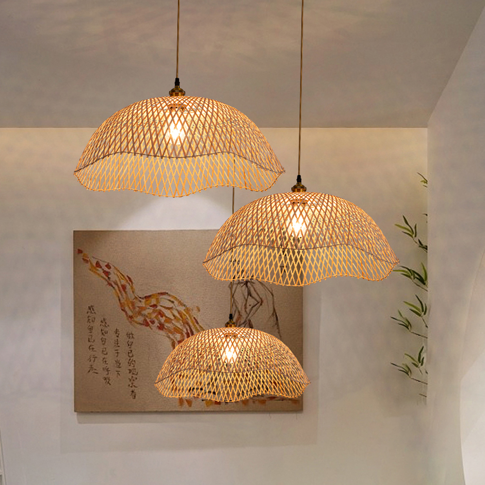 Loft Bamboo Chandelier Woven Special-shaped Pendant Lamps