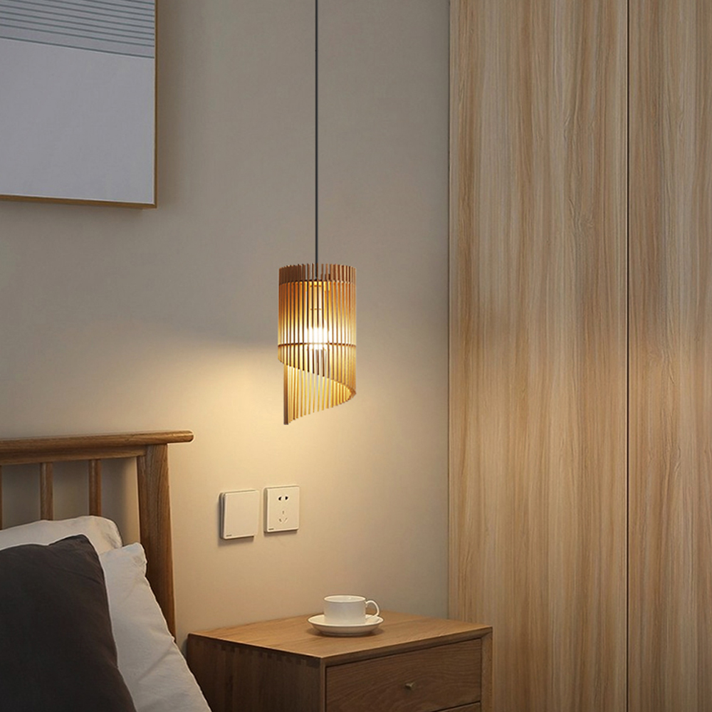 Wabi-sabi Wooden Chandelier Homestay Bedroom Bedside Small Pendant Lamp