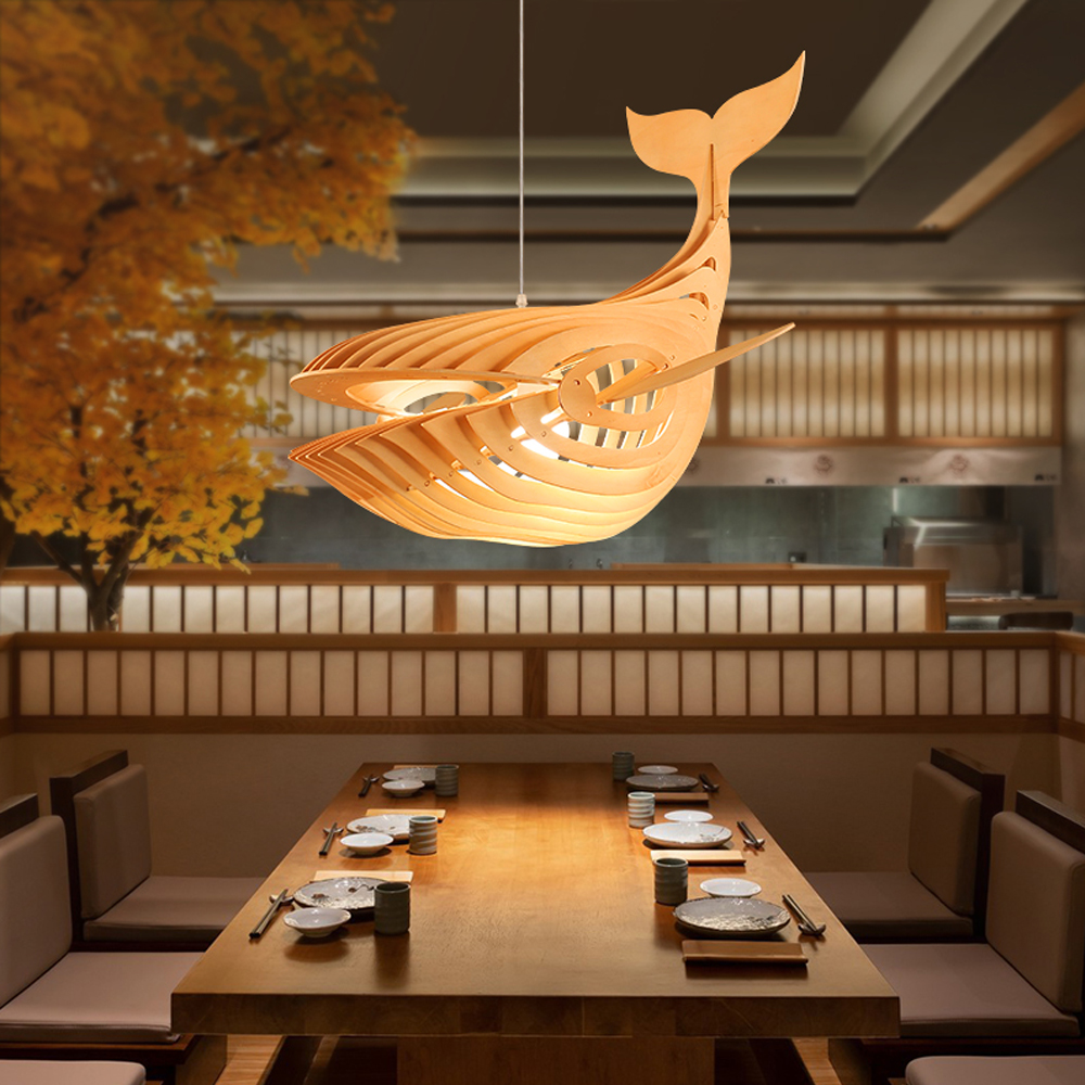 Laser Cut File Whale lamp wood pendant light fixture DIY shark lampshade hanging shadow lamp