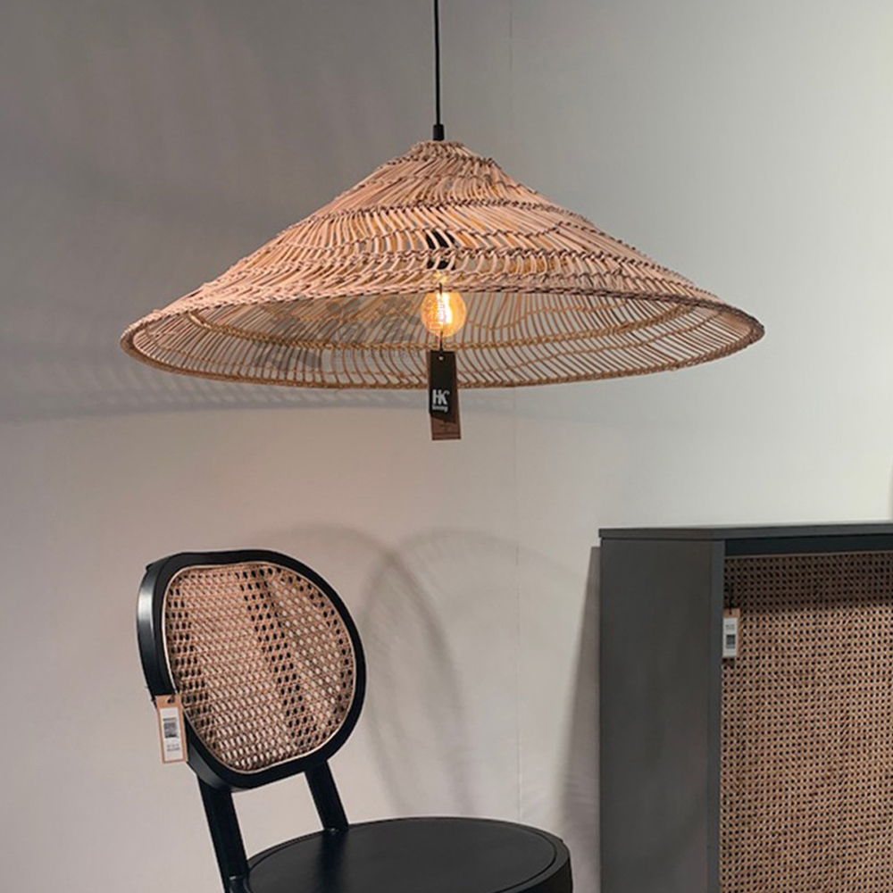 Creative Pastoral Rattan Umbrella Lamp Dining Room Pendant Light Fixture