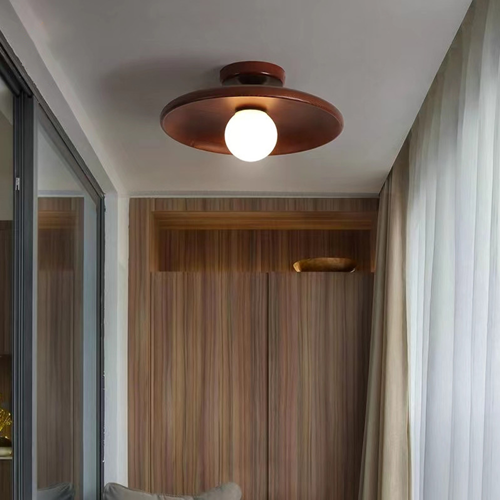Japanese-style Aisle Small Lamp Flush Mount Solid Wooden Ceiling Light For Dining Room