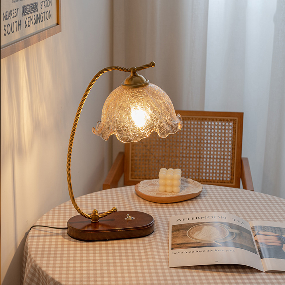 French Mid-Century Vintage Flower Table Lamp