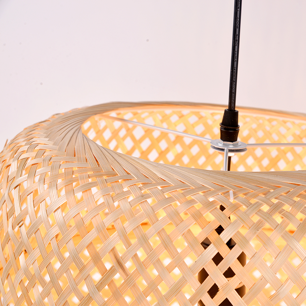 Boho Braided Chandelier Rattan Bamboo Pendant Lamp Shade