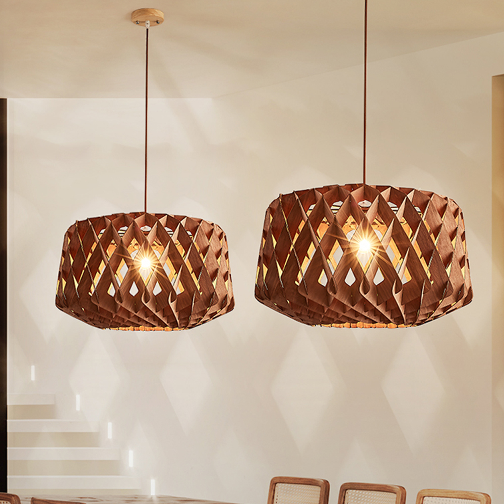 Wabi-Sabi Wooden Pendant Light Dining Room Basswood Chandelier
