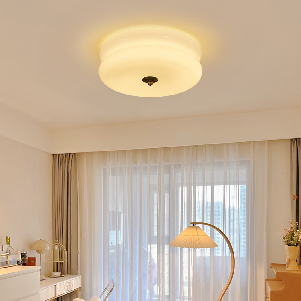 French-style Bedroom Glass Ceiling Lamp Cream Simple Living Room Lighting
