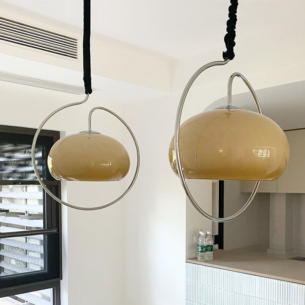 Medieval Retro Glass Chandelier Lving Room Bauhaus Egg shape Pendant Light