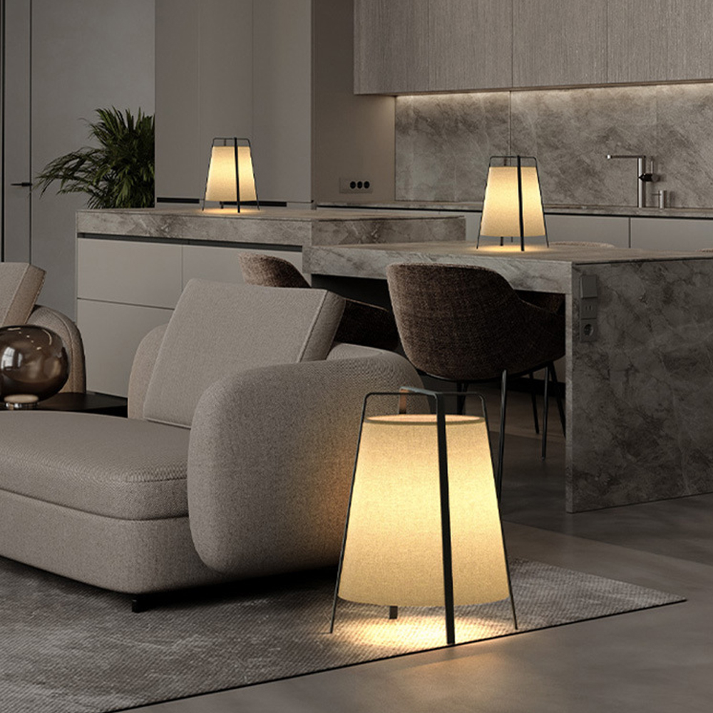Japanese Wabi-sabi Fabric Floor Lamp Living Room Bedroom Nightstand Lamp