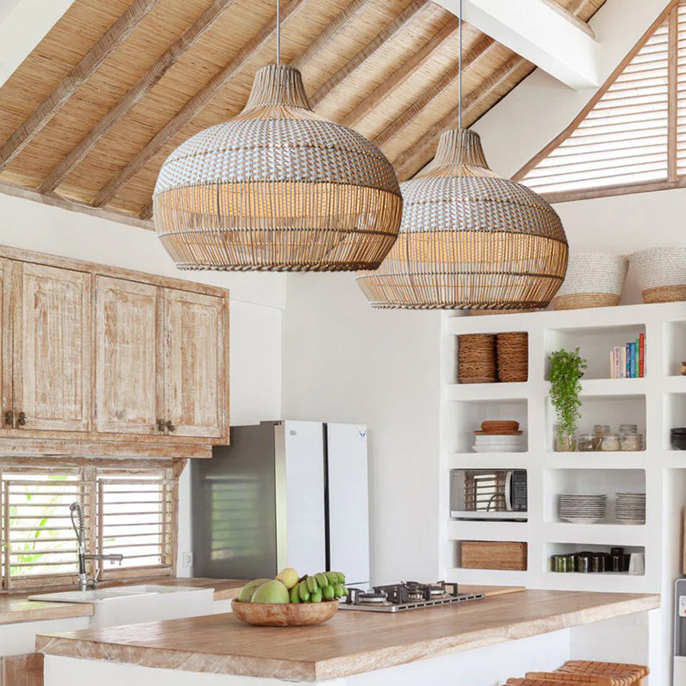 Handwoven Rattan Kitchen Island Pendant Lighting