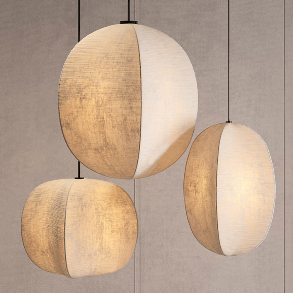 Wabi-sabi Style Living Room Fabric Chandelier Japanese Homestay Light Fixture