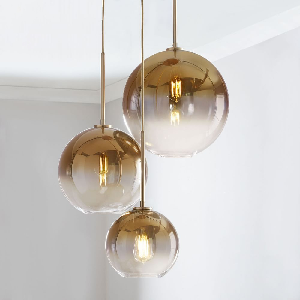 Nordic Restaurant Glass Chandelier Luxury Gradient Glass Ball Combination Lamps