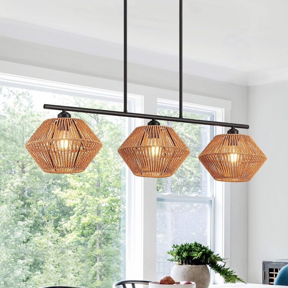 Southeast Asian Creative 3-head Rattan Pendant Lights For Dining Room