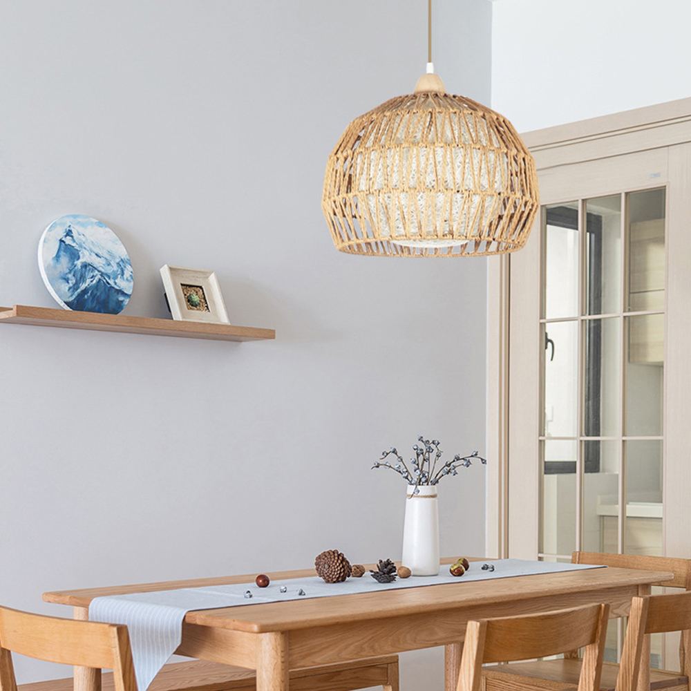 Nordic Retro Cafe Dining Table Pendant Light Handmade Rope Chandelier