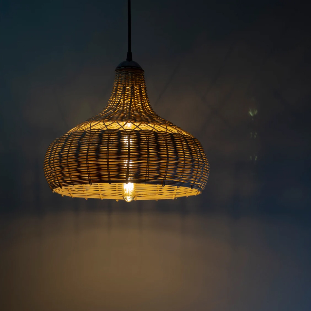 Retro Woven Rattan Wicker Lamp Shade Decorative Chandelier