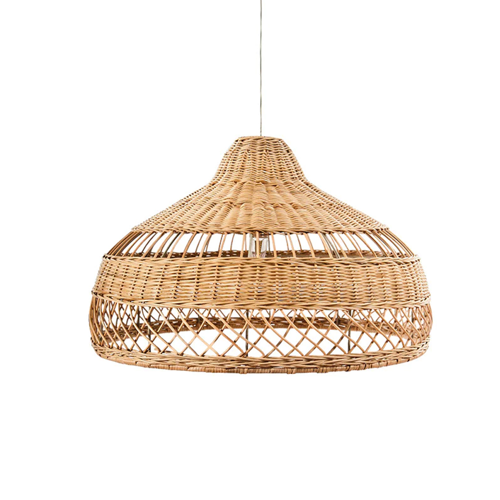 Hand-Woven Light Brown Basket Rattan Pendant Light Shades For BLiving