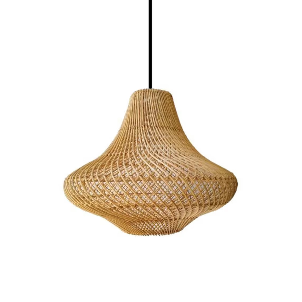Classic Rattan Pendant Light Farmhouse Hanging Living Room Lamp