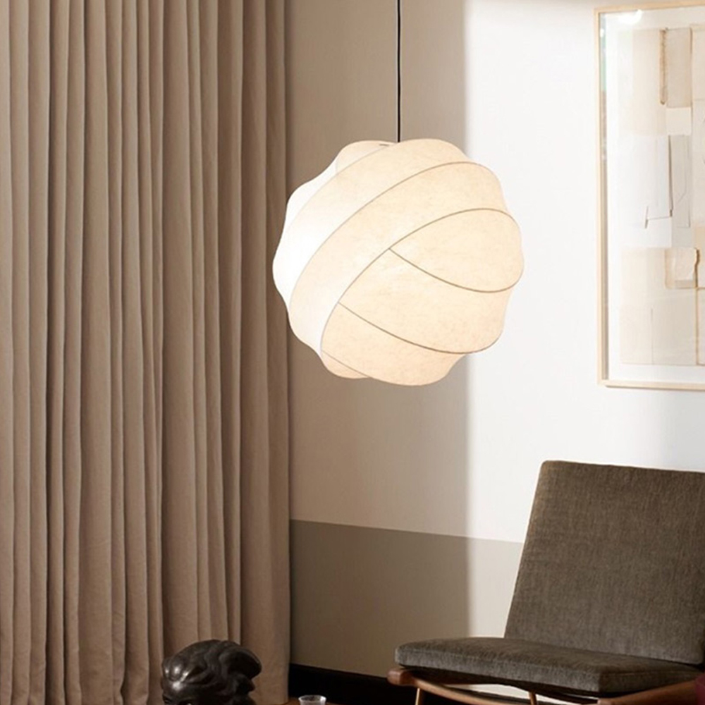 Japanese Modern Large Silk Pendant Light Chic Wabi-Sabi Fabric Chandelier 80CM