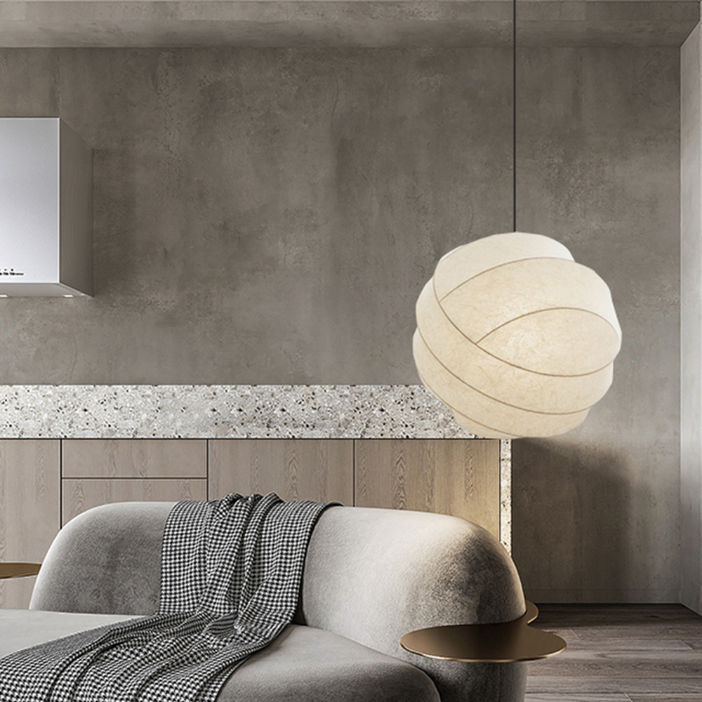 Japanese Modern Large Silk Pendant Light Chic Wabi-Sabi Fabric Chandelier 80CM
