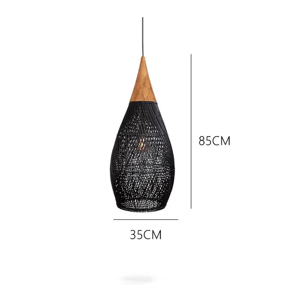 Rattan Pendant Light Wabi Sabi Style Retro Dining Room Chandelier