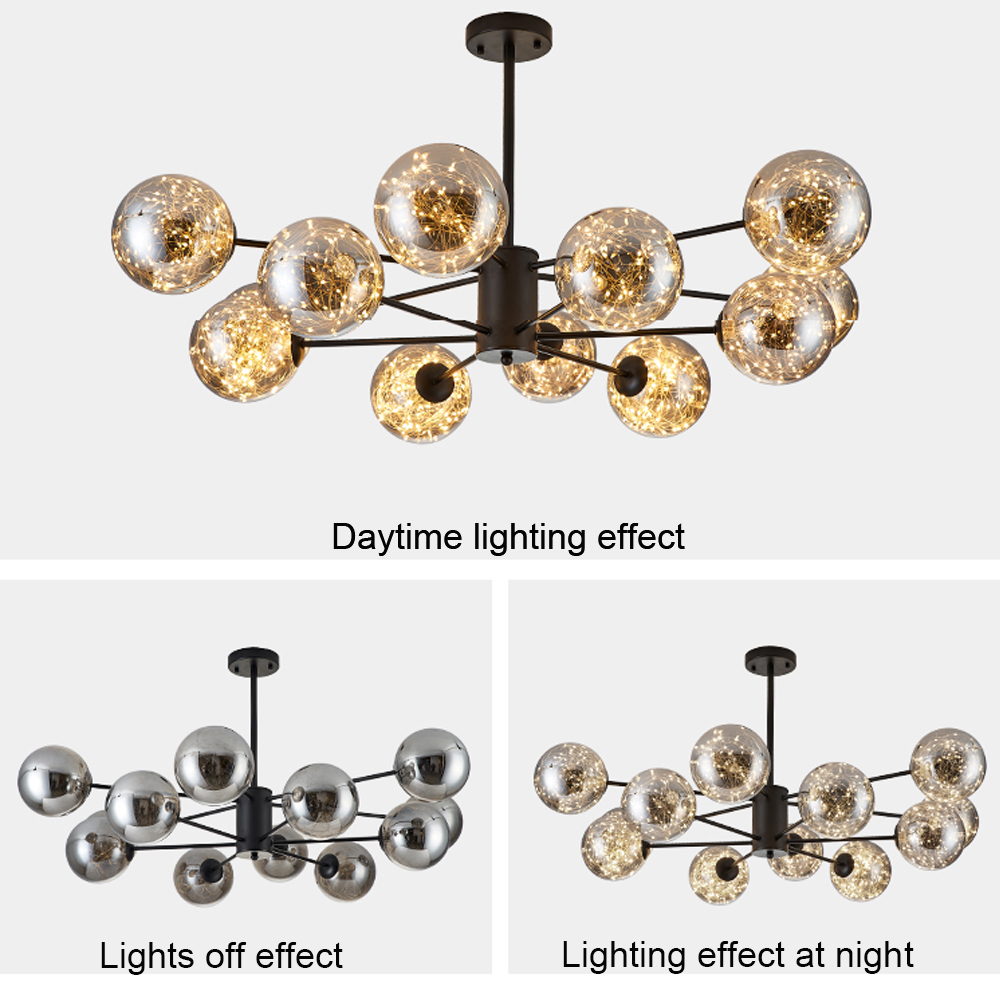 Modern Ceiling Chandelier Glass Ball Pendant Lamp For Living Room