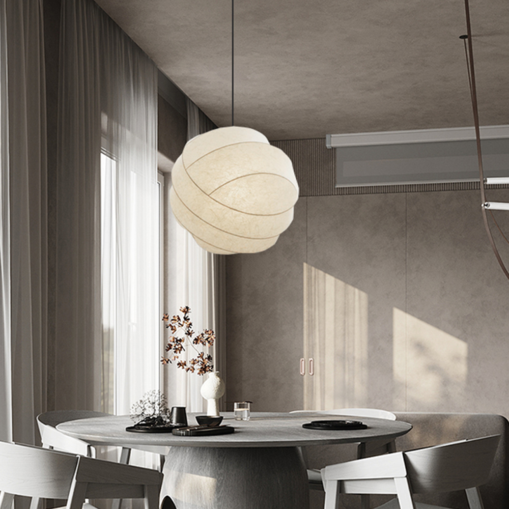 Japanese Modern Large Silk Pendant Light Chic Wabi-Sabi Fabric Chandelier 80CM