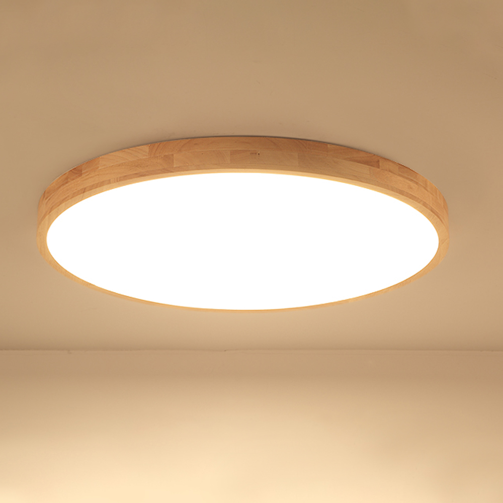 Ultra-thin 4.5cm Bedroom Round Wood Ceiling Lamp Simple Nordic Balcony Japanese Lamps