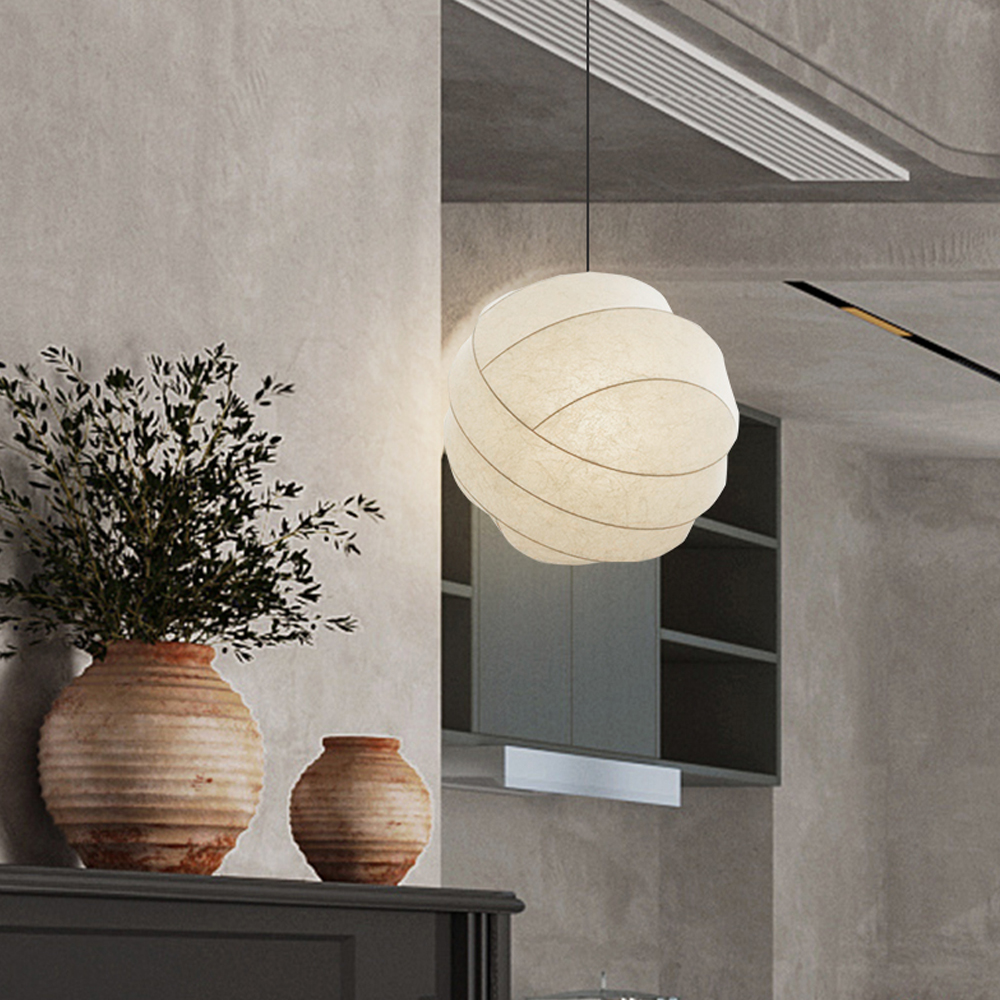 Japanese Modern Large Silk Pendant Light Chic Wabi-Sabi Fabric Chandelier 80CM