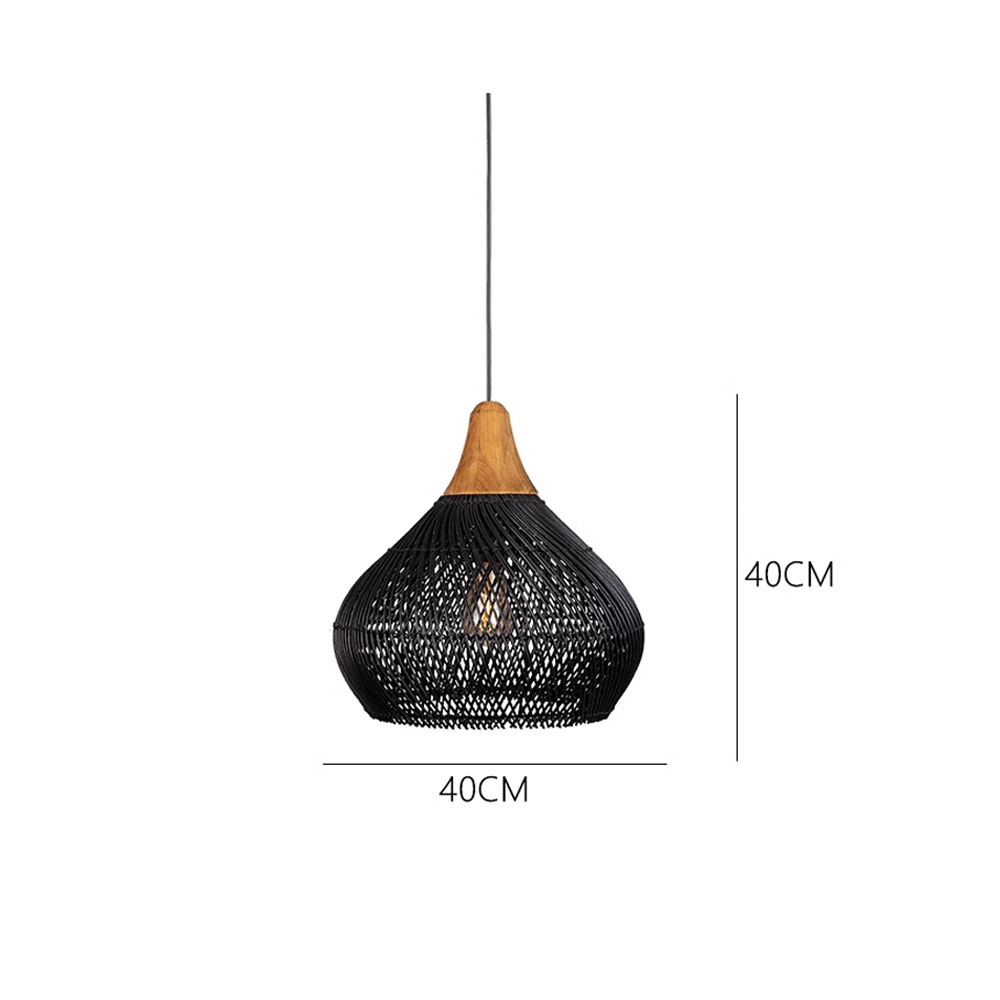 Rattan Pendant Light Wabi Sabi Style Retro Dining Room Chandelier