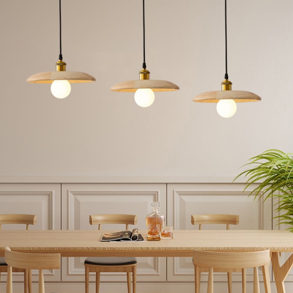 Nordic Solid Wood Chandelier Dining Room Bedroom Bedside Small Pendant Light