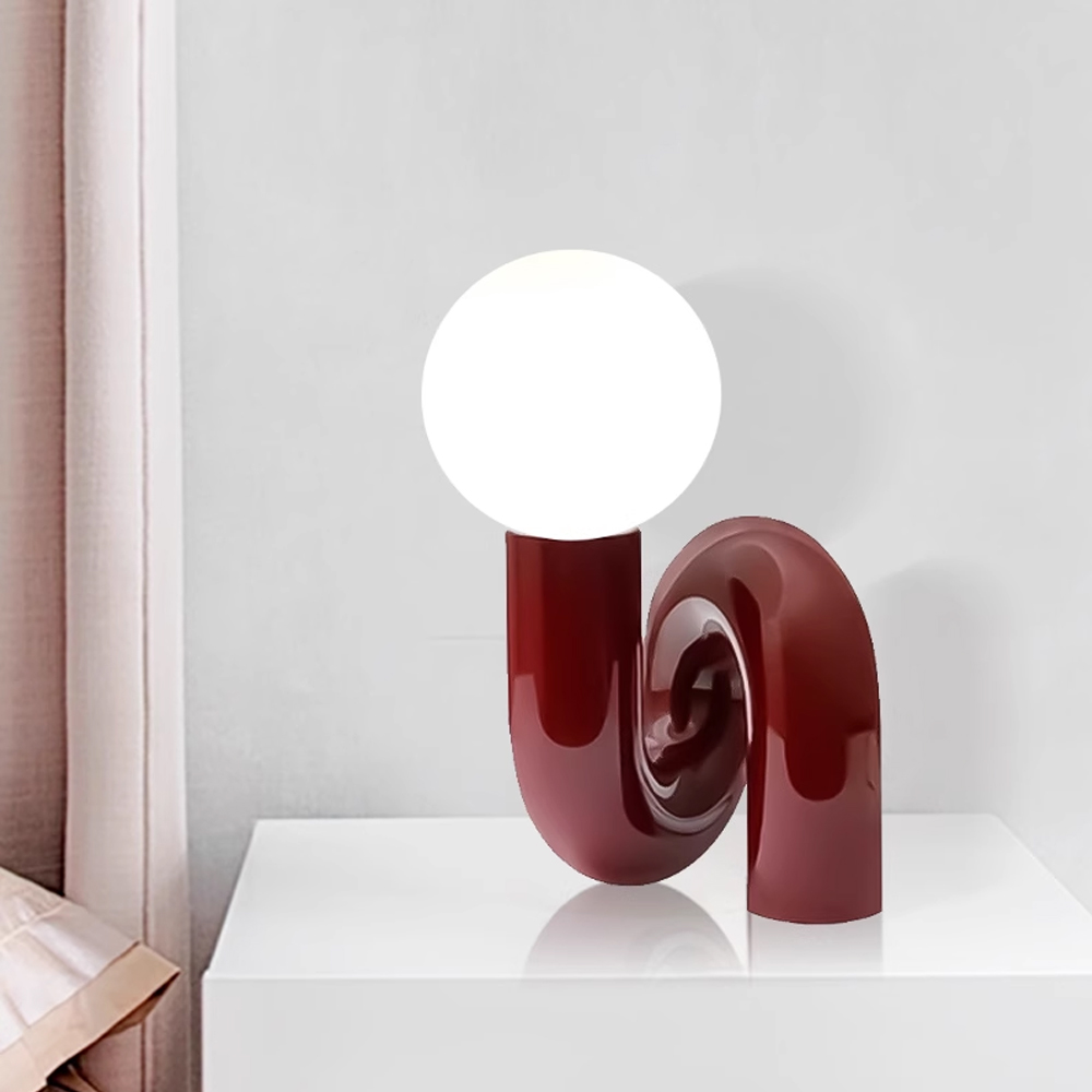 Nordic Red Bedside Lamp Light Luxury Glass Table Lamp