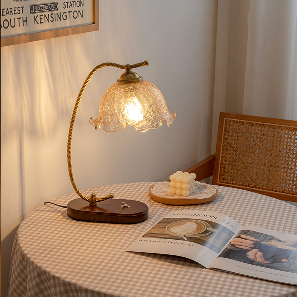 French Mid-Century Vintage Flower Table Lamp
