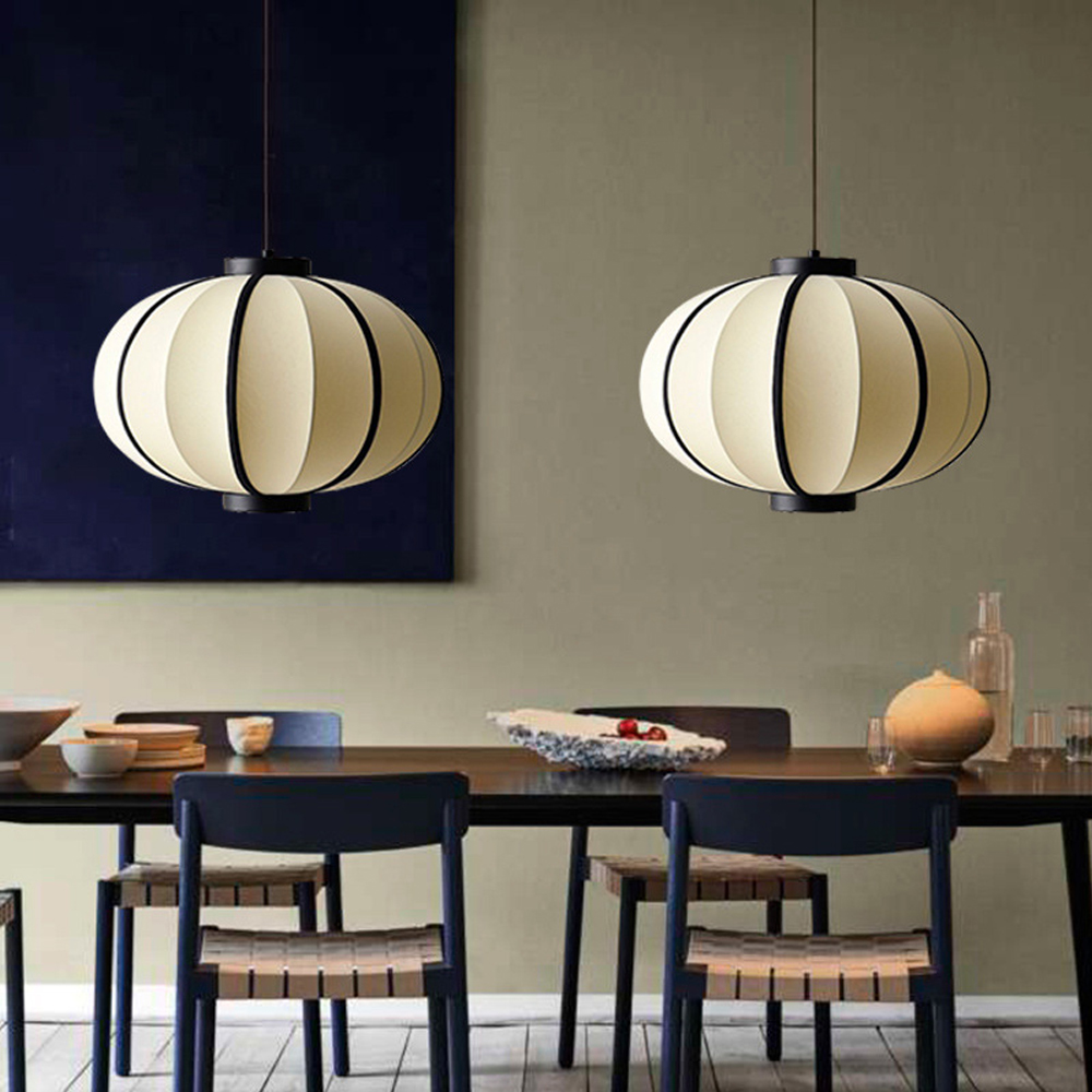 Japanese Wabi-sabi Fabric Chandelier Creative Dining Room Lantern Pendant Light