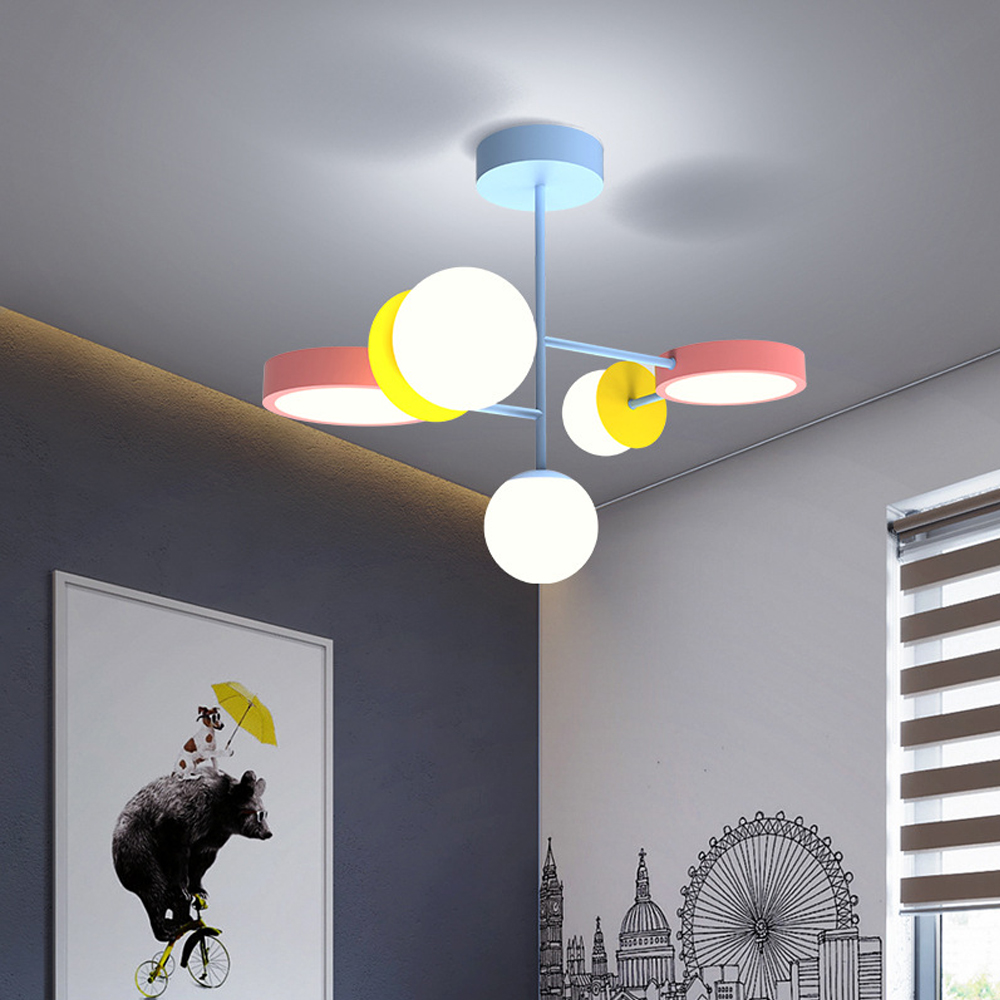 Creative Fashion Color Boys and Girls Room Lamps Cartoon LED Bedroom Pendant Light Fixture