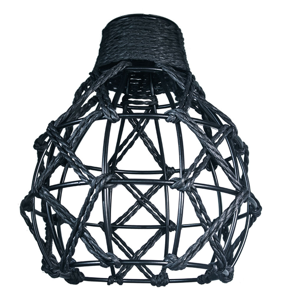 Industrial Retro Hemp Rope Diamond Head Metal Cage Loft Iron Wire Welding Lampshade